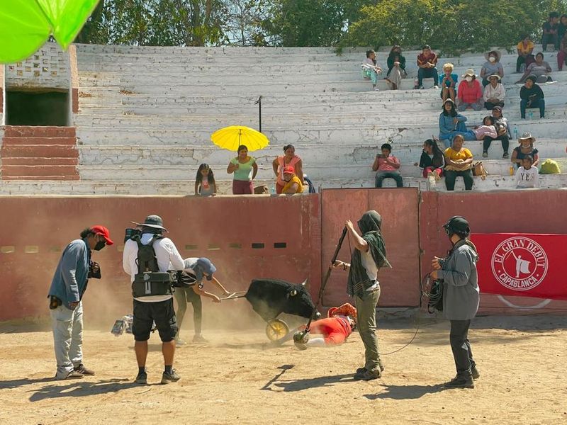 Rodaje de la escena de la corrida en la plaza de toros